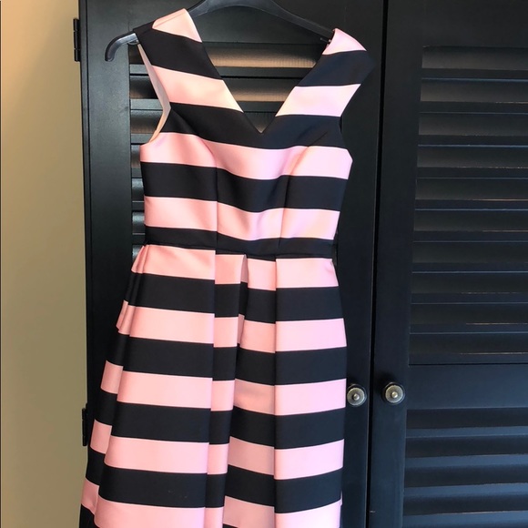 pink and black striped dress